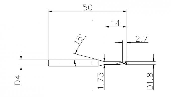 2 Flute 1.8mm Solid Carbide Endmill for Hard Metal 55HRC